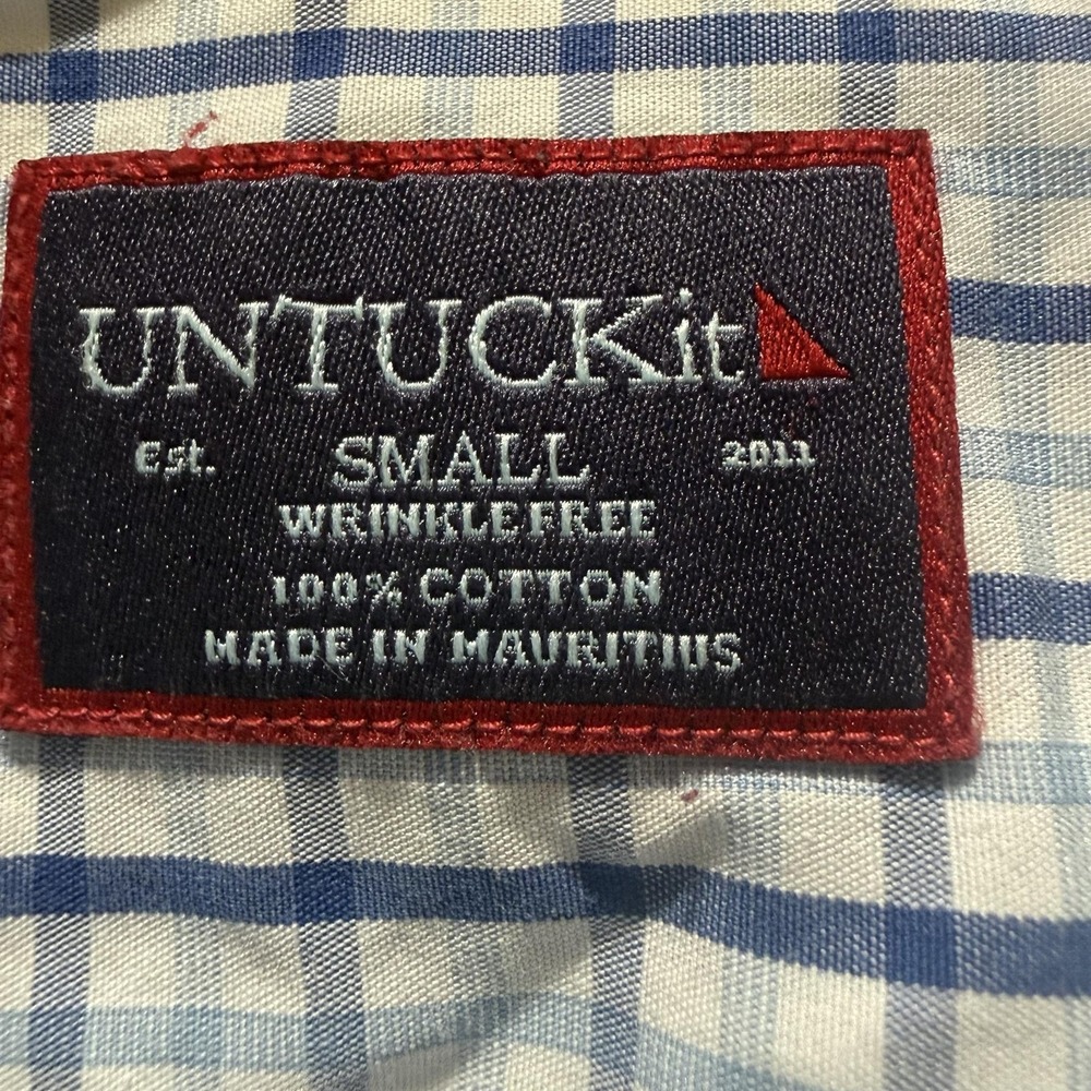 UNTUCKit Shirt Mens Small Blue Ruffino Check Wrinkle Free Long Sleeve Button Up - Picture 3 of 8